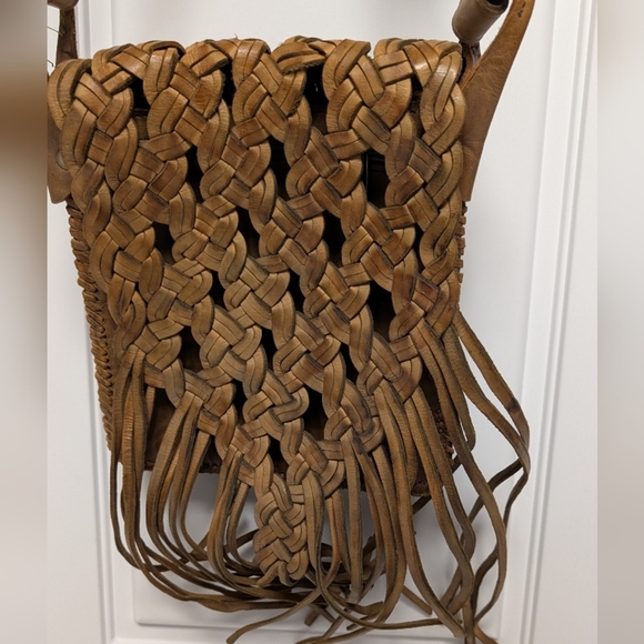 Woven Tan Crossbody Bag - Picture 4 of 9